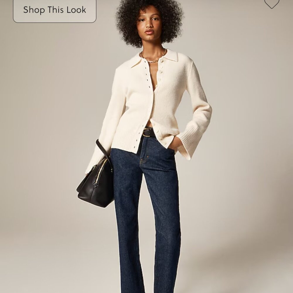 J. Crew Milano Stitch Cinched Waist Cardigan Ivory NWT size Small